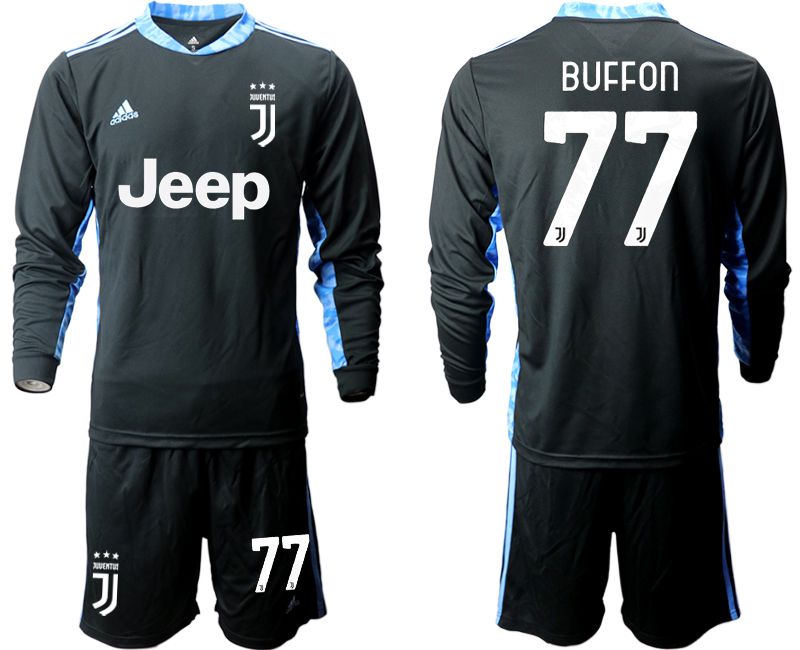 Men 2020-2021 club Juventus black long sleeve goalkeeper #77 Soccer Jerseys->customized soccer jersey->Custom Jersey
